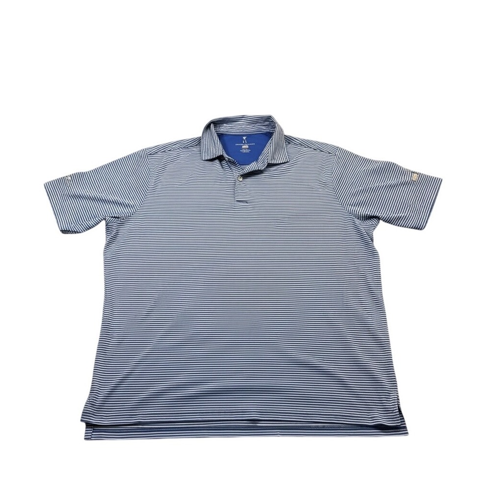 Fairway & Greene Golf Polo Shirt Men's XL Blue White Micro Stripe
